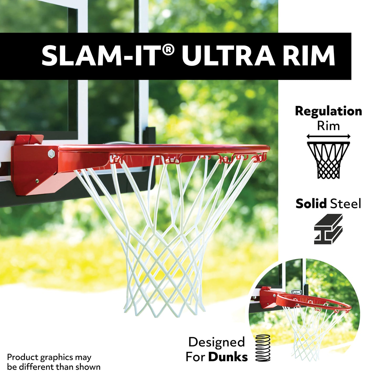 Lifetime Crank Adjust Bolt Down Basketball Hoop (54-Inch Tempered Glass)