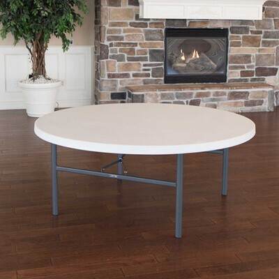 Lifetime 72-Inch Round Table (Commercial) - White Granite