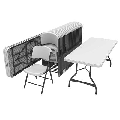 Lifetime (4) 6-Foot Stacking Tables and (24) Chairs Combo (Commercial)