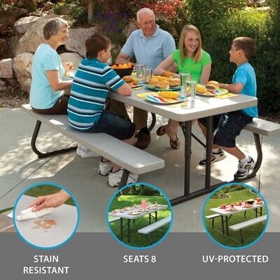 Lifetime 6-Foot Classic Folding Picnic Table - Putty