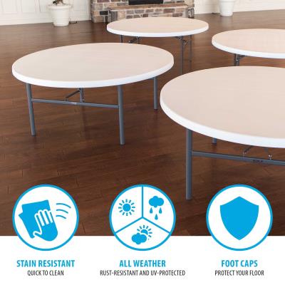 Lifetime 72-Inch Round Table (Commercial) - White Granite