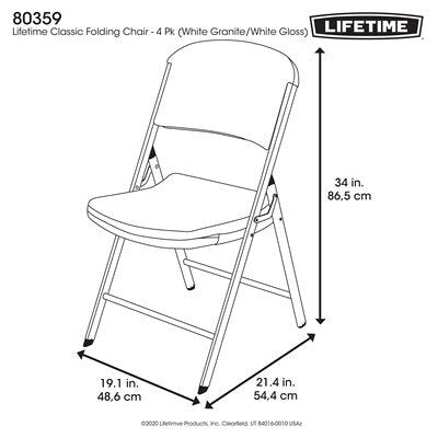 Lifetime Classic Folding Chair (Commercial) - White with White Frame