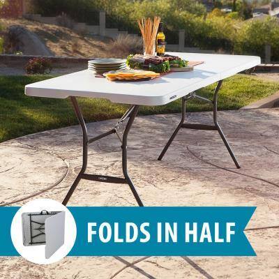 Lifetime 6-Foot Fold-In-Half Table (Light Commercial) - White Granite