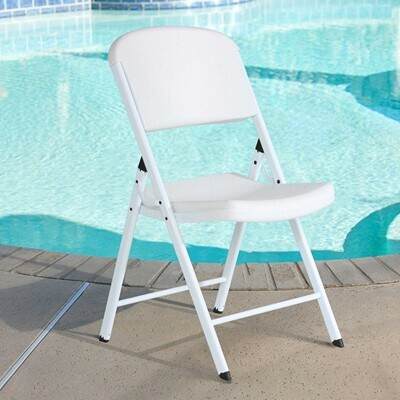 Lifetime Classic Folding Chair (Commercial) - White with White Frame