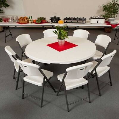 Lifetime (15) 60 in. Round Tables and Cart Combo