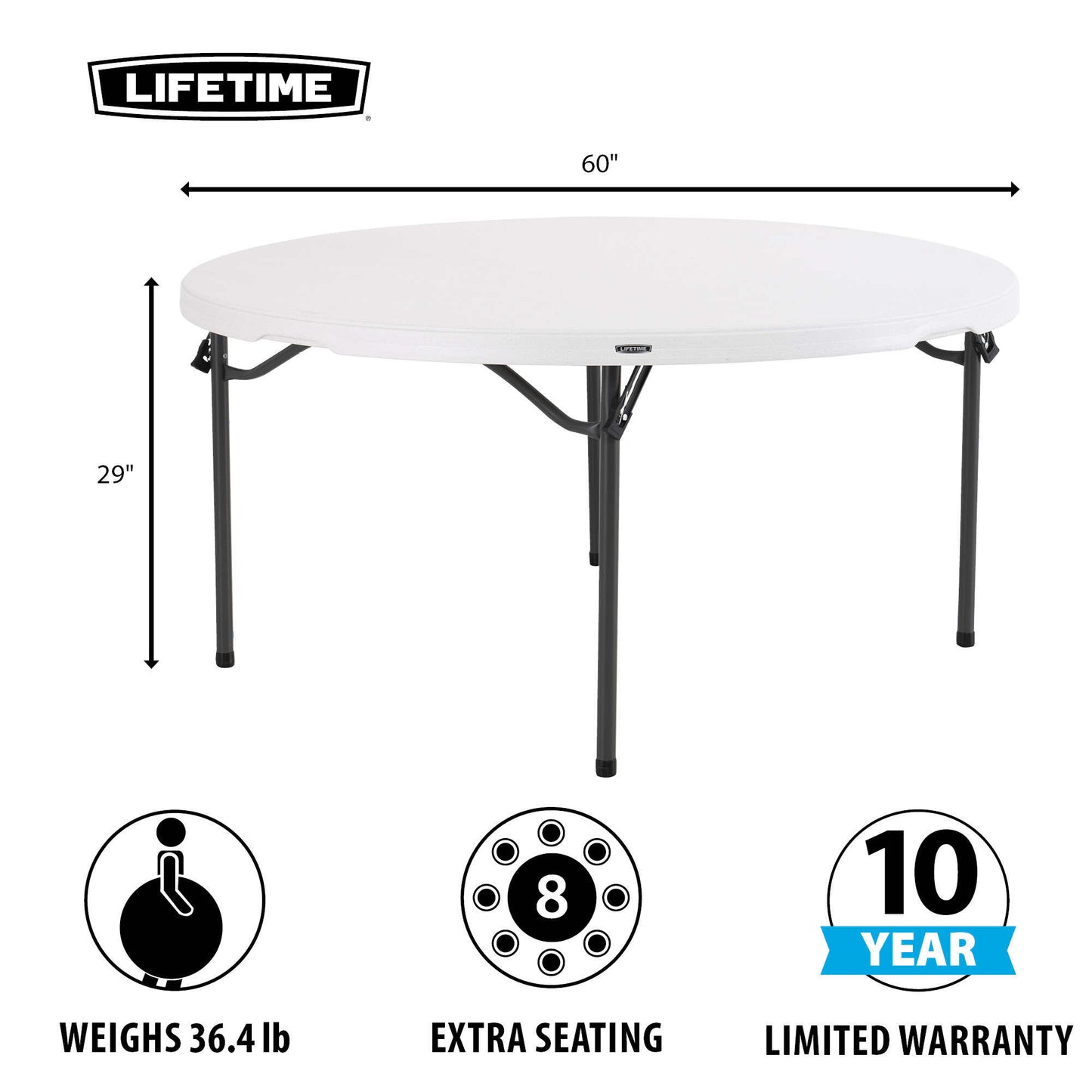 Lifetime (15) 60 in. Round Tables and Cart Combo