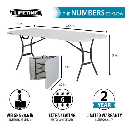 Lifetime 6-Foot Fold-In-Half Table (Light Commercial) - White Granite