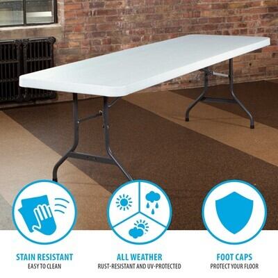 Lifetime 8-Foot Folding Table (Commercial) - White Granite