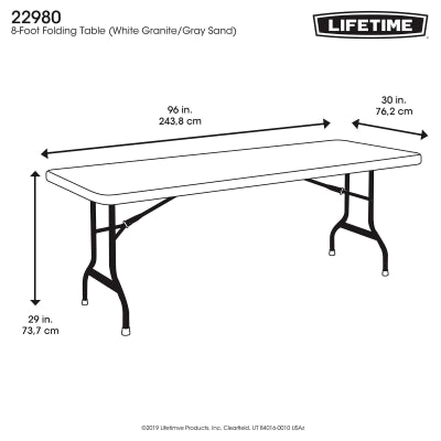 Lifetime 8-Foot Folding Table (Commercial) - White Granite