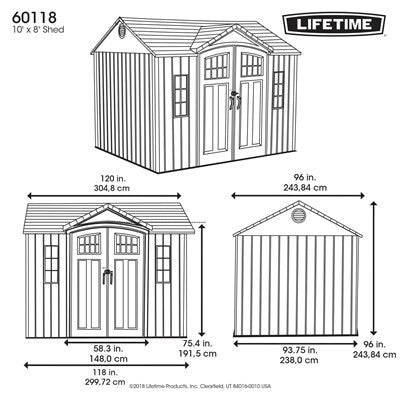 Lifetime 10 Ft. x 8 Ft. Outdoor Storage Shed (Model 60118)