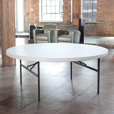 Lifetime 72-Inch Round Table (Commercial) - White Granite