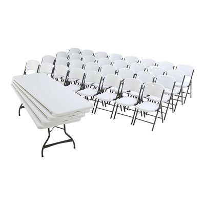 Lifetime (4) 8-Foot Stacking Tables and (32) Chairs Combo (Commercial)