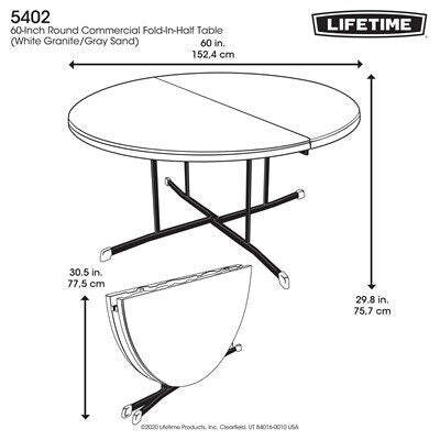 Lifetime 60-Inch Round Fold-In-Half Table (Commercial)