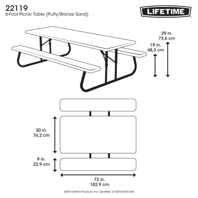 Lifetime 6-Foot Classic Folding Picnic Table - Putty