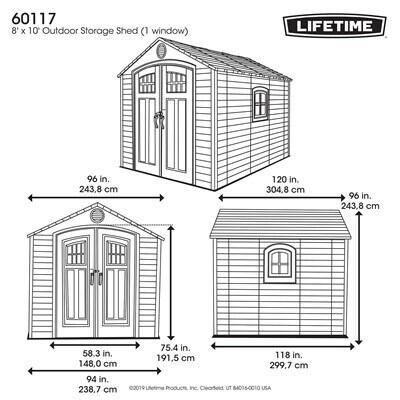 Lifetime 8 Ft. x 10 Ft. DELUXE Outdoor Storage Shed (60117)