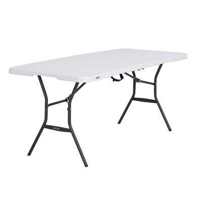 Lifetime 6-Foot Fold-In-Half Table (Light Commercial) - White Granite