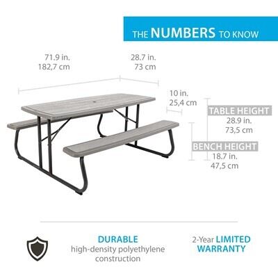 Lifetime 6-Foot Folding Picnic Table(60366)