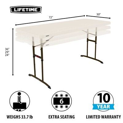 Lifetime 6-Foot Adjustable Height Nesting Table (Commercial)