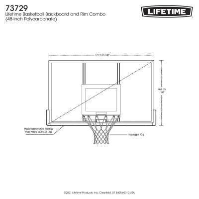 Lifetime Basketball Backboard and Rim Combo (48-Inch Polycarbonate)