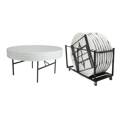 Lifetime (12) 72-Inch Round Tables and Cart Combo (Commercial)