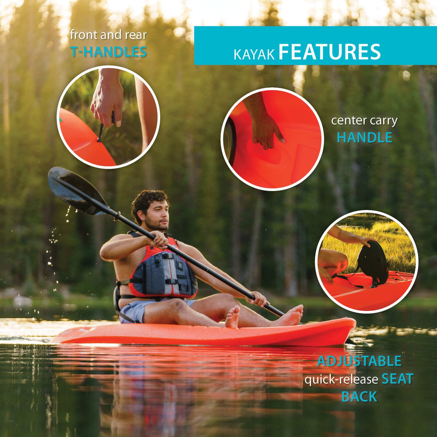 Lifetime Hydros 85 Sit-On-Top Kayak (Paddle Included) - Orange