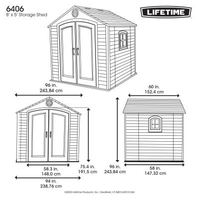 Lifetime 8 Ft. x 5 Ft. Outdoor Storage Shed (Model 6406)
