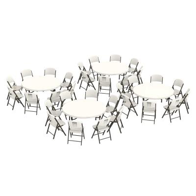 Lifetime (4) 60-Inch Round Stacking Table and (32) Chair Combo (Commercial)