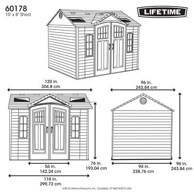 Lifetime 10 Ft. x 8 Ft. Outdoor Storage Shed (Model 60178)