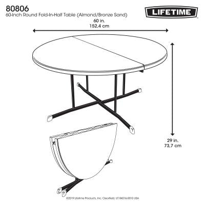 Lifetime 60-Inch Round Fold-In-Half Table (Commercial)